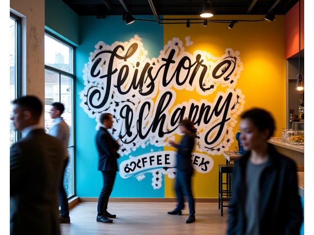 Mural de lettering en espacio comercial en Montevideo